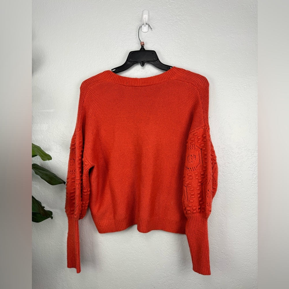 Calligraphie Orange Ribbed Knit Button Women's Bu… - image 7